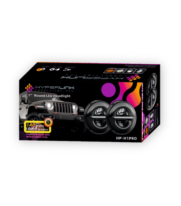 Hyperlink Minus 7-Inch LED Headlight HP H-1 Pro (Pair)